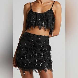 Two Piece Black Skirt and Top